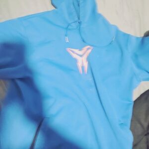 Blue Hoodie with Orange Logo